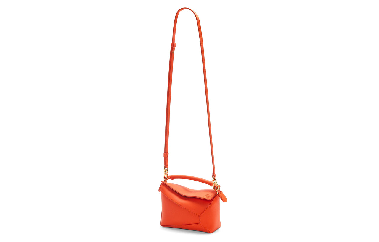 LOEWE Puzzle Cow Leather Shoulder Bag, Crossbody Bag, Handbag Mini Women's Vibrant Orange