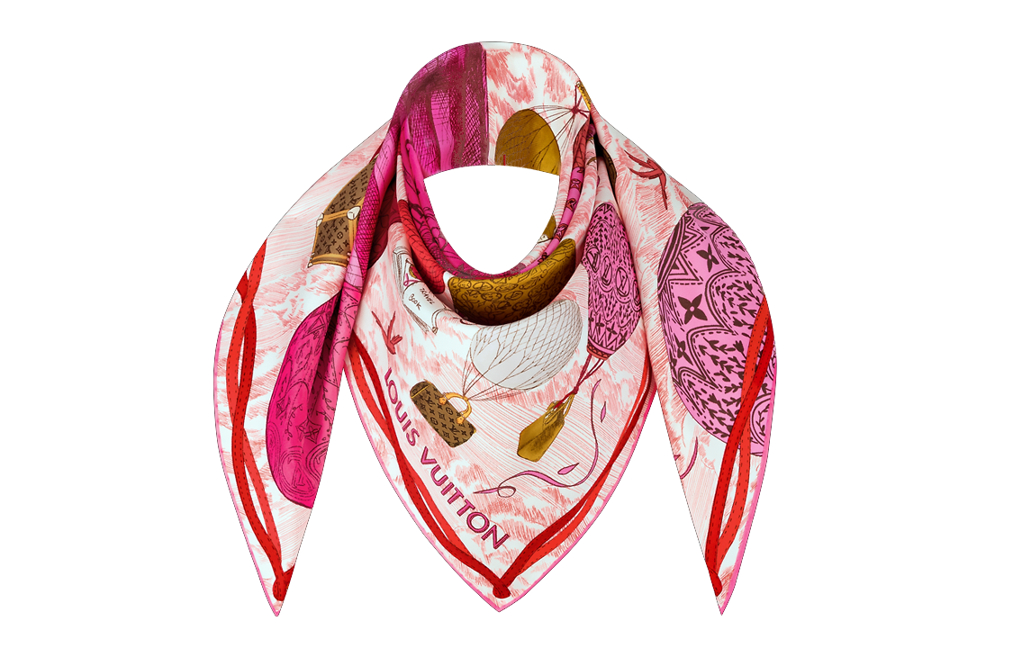 LOUIS VUITTON Silk Scarves Women's Red