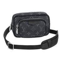 LOUIS VUITTON Canvas With Leather Handheld Crossbody Bag Sling Bag Small Size Men's Black