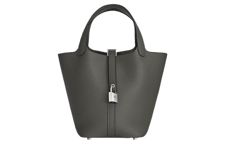 HERMES Picotin Lock Clemence Bullock Leather Basket Bag Handbag Bucket Bag 18 Women's 0L Grismeyer Cumulonimbus Gray