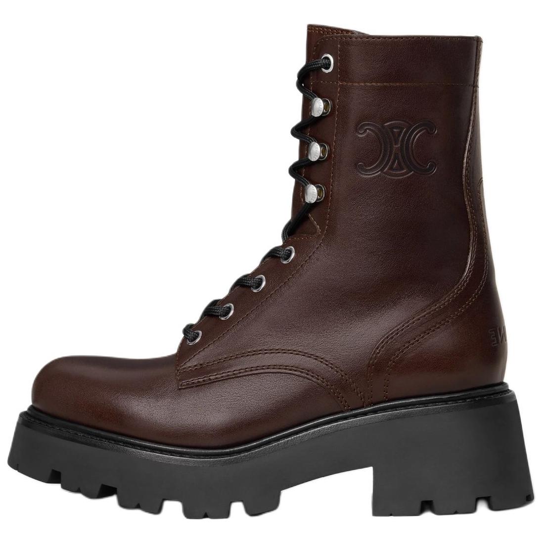 CELINE Triomphe Ankle Boots 4.5cm Women's Brown