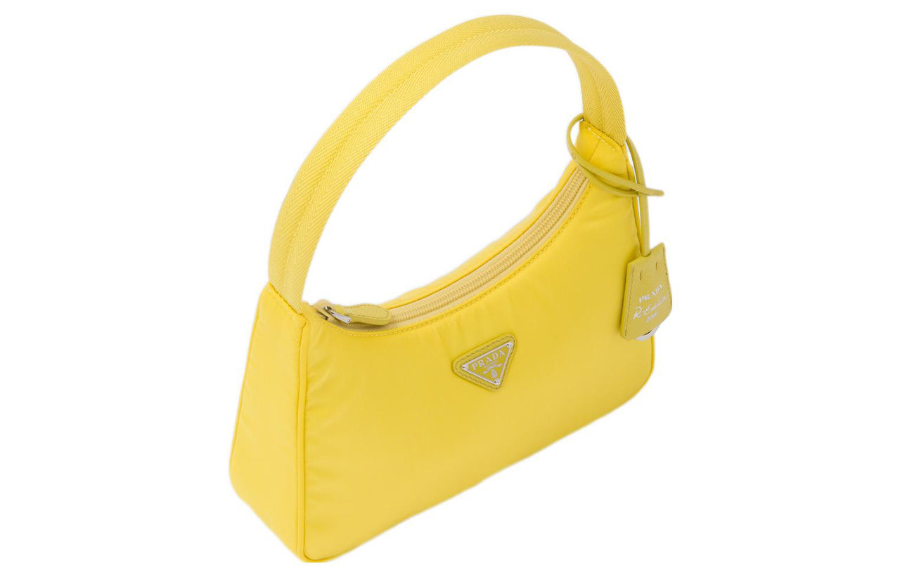PRADA Re Edition Recycled Nylon Blend Fabric Shoulder Bag, Handbag Mini Women's Pomelo Green