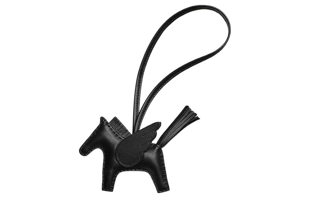 HERMES Sheepskin Pendants Unisex Small Size Pendant Black