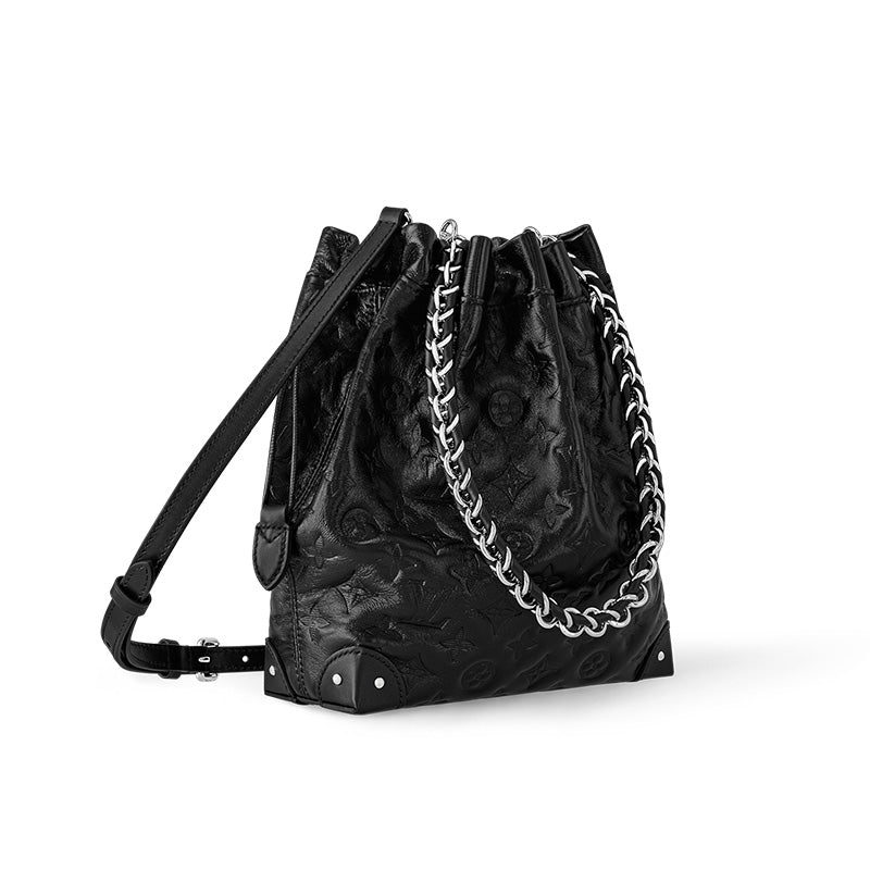 LOUIS VUITTON NOETrunk Sheepskin Bucket Bags Crossbody Bag Shoulder Bag Small Size Women's Black