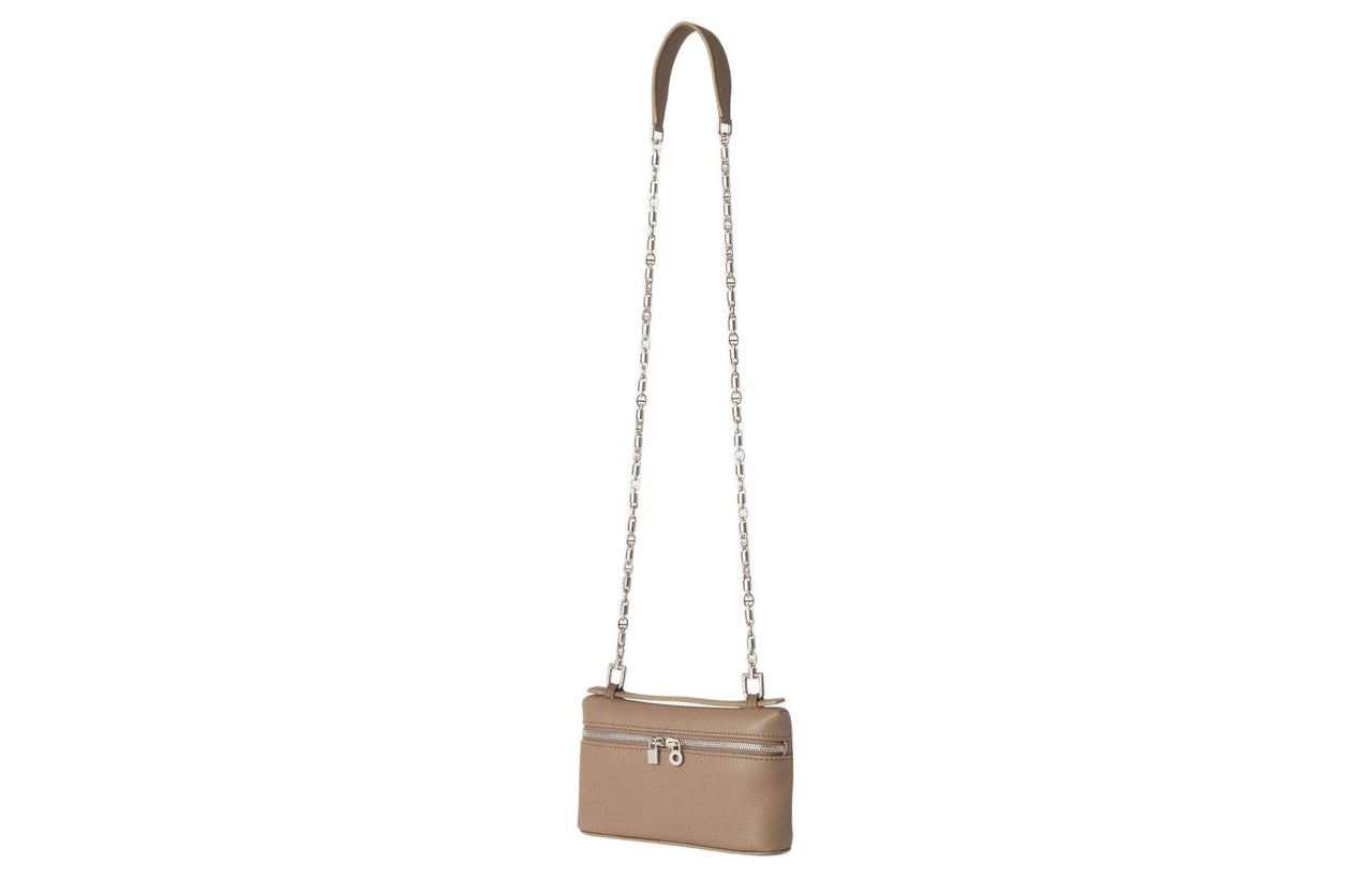 Loro Piana ExtraPocket Hammered Texture Calfskin Clutch Mini Women's Warm Beige