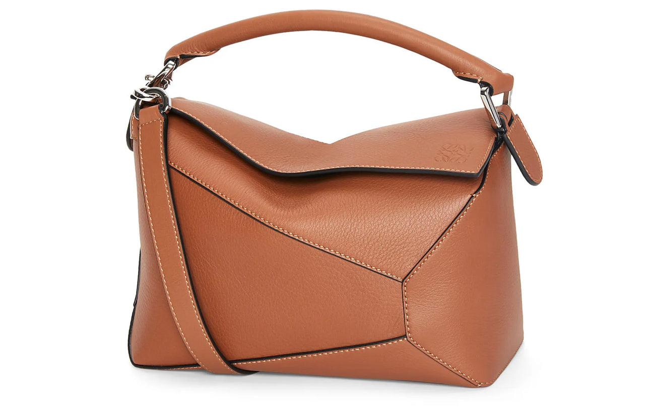 LOEWE Puzzle Cow Leather Handbag, Shoulder Bag, Crossbody Bag Trumpets Women's Tan