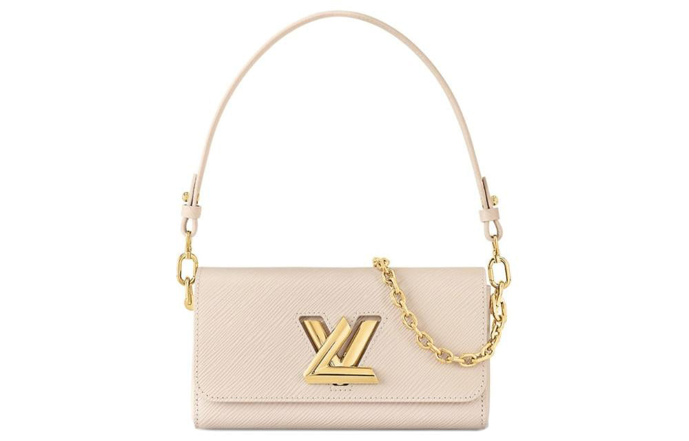 LOUIS VUITTON Twist Leather Handbag Shoulder Bag Women's Beige