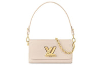 LOUIS VUITTON Twist Leather Handbag Shoulder Bag Women's Beige