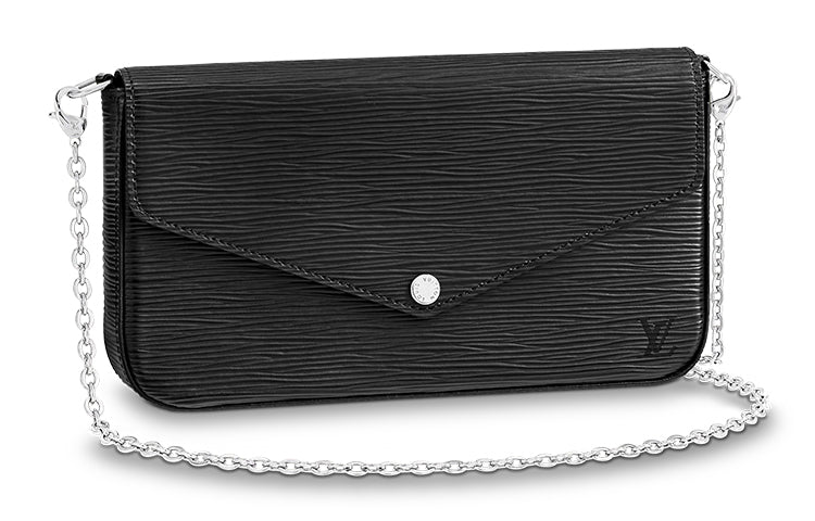 LOUIS VUITTON Pochette Félicie Cow Leather Chain Bag, Shoulder Bag Regular Women's Black