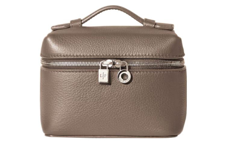 Loro Piana ExtraPocket Calfskin Small Square Makeup Bag Handbags Shoulder Bags Women's Warm Beige/Elephant Gray