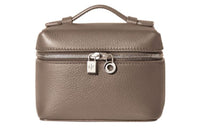 Loro Piana ExtraPocket Calfskin Small Square Makeup Bag Handbags Shoulder Bags Women's Warm Beige/Elephant Gray