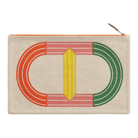 HERMES Maillons Cotton Clutch Women's Yellow & Rose & Green