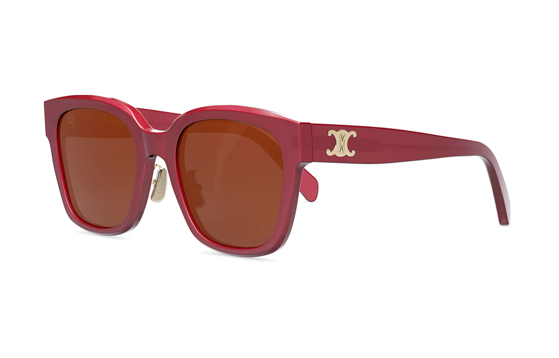 CELINE Metal Acetate Irregular Shape Sunglasses Unisex Red