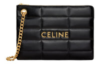 CELINE Calfskin Handbag Clutch Trumpets Women's Black