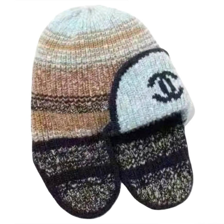 CHANEL Knitted Fabric Hats & Caps Women's Brown