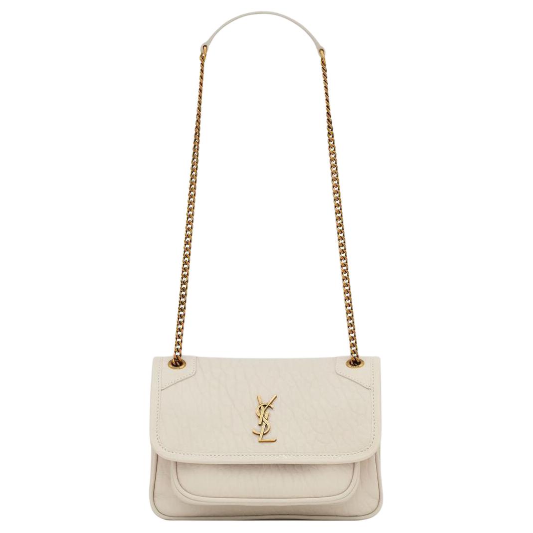 SAINT LAURENT Niki Sheepskin Crossbody Bag, Shoulder Bag Mini Women's Vintage White