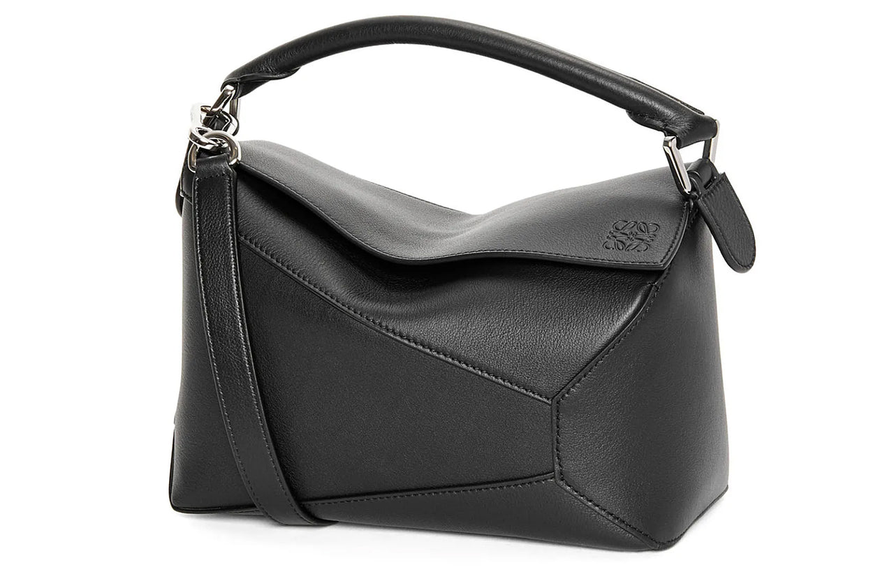 LOEWE Puzzle Cow Leather Handbag, Shoulder Bag, Crossbody Bag Trumpets Women's Black