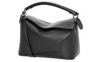 LOEWE Puzzle Cow Leather Handbag, Shoulder Bag, Crossbody Bag Trumpets Women's Black