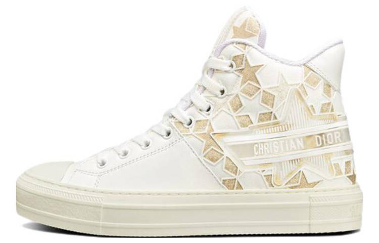 DIOR Walk'n'Dior Platform Shoes High-Top Stylish Skateboarding Shoes Women's Gold