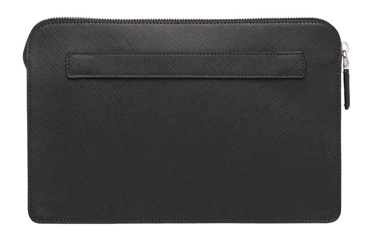 PRADA Cow Leather Clutch Men's Black