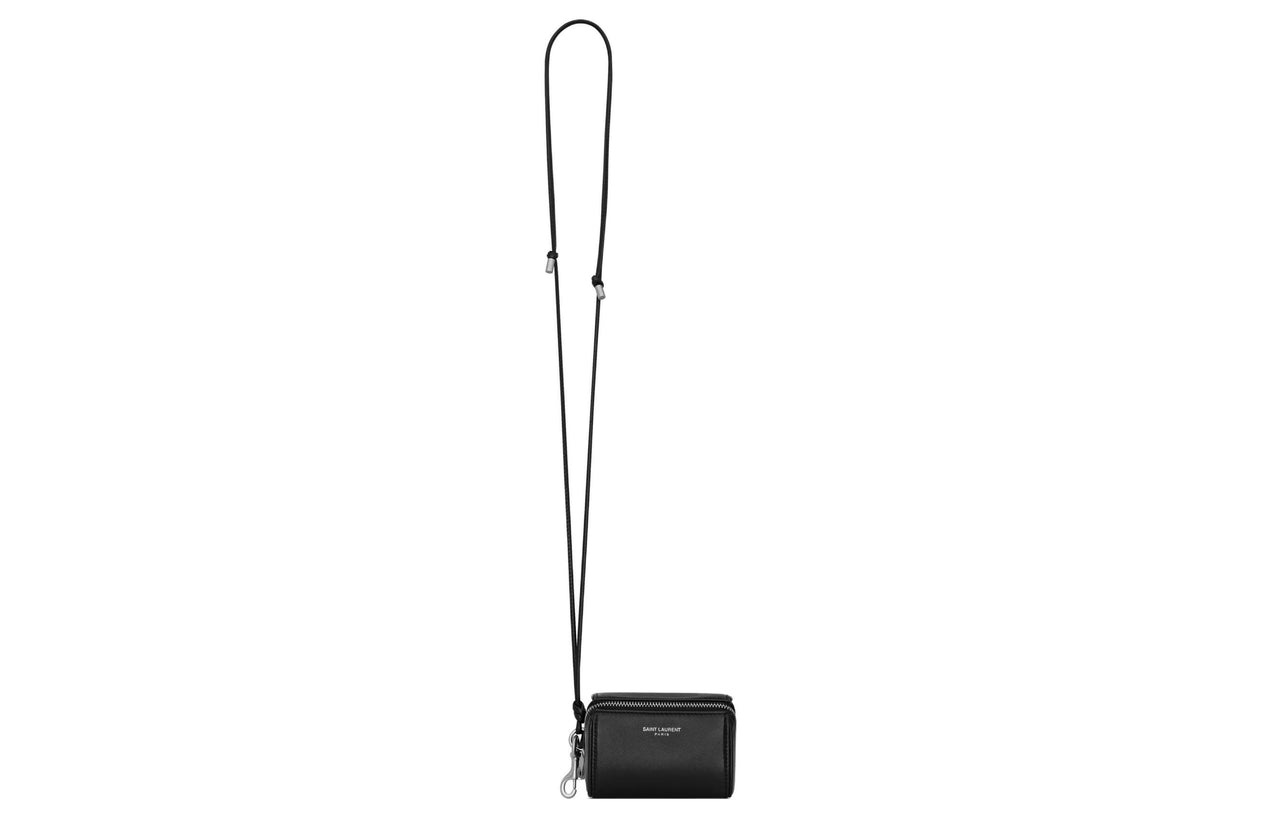 SAINT LAURENT PARIS Sheepskin Handbag Clutch Men's Black