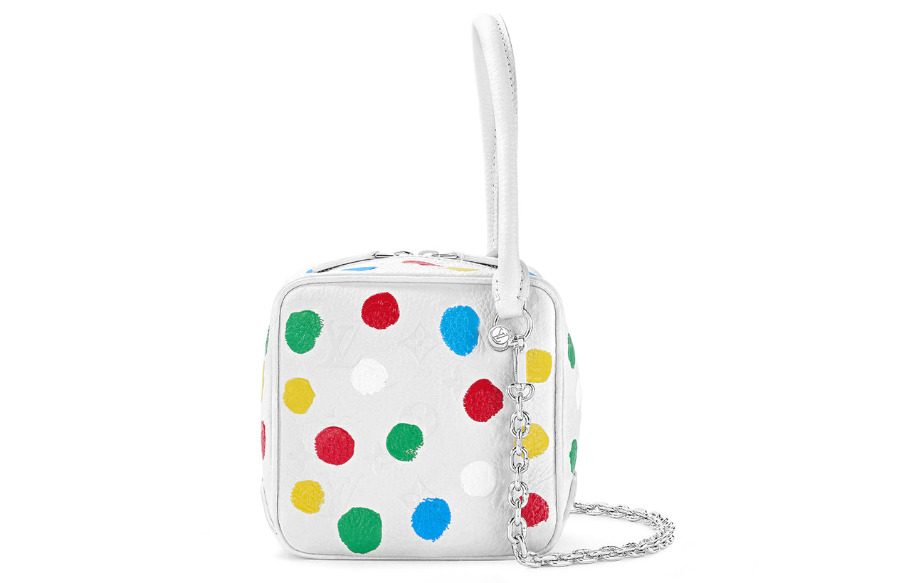 LOUIS VUITTON Yayoi Kusama Collaboration Square Leather Shoulder Bag Crossbody Bag Handbag Regular Women's White