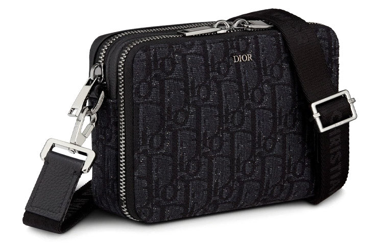 DIOR Jacquard Fabric Handheld Crossbody Bag Shoulder Bag Men's Black