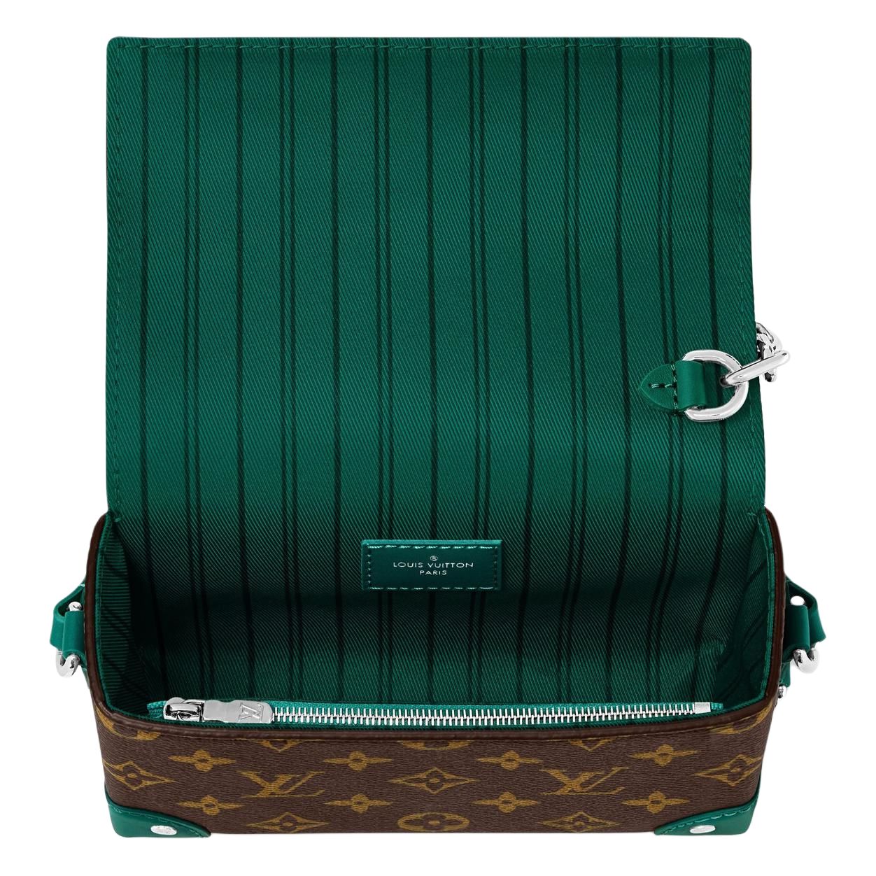 LOUIS VUITTON Leather Shoulder Bag Crossbody Bag Men's Brown & Green