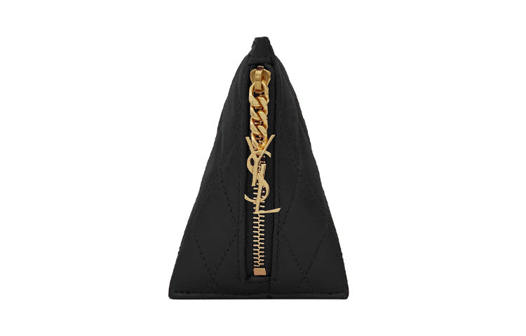 SAINT LAURENT Lambskin Charm Coin Purse Trumpets Women's Black