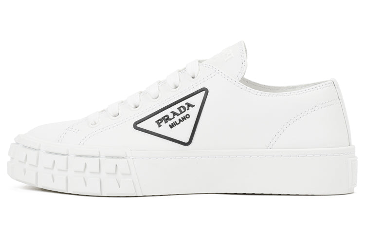 PRADA Downtown Brushed Leather Sneakers 'White' Women's
