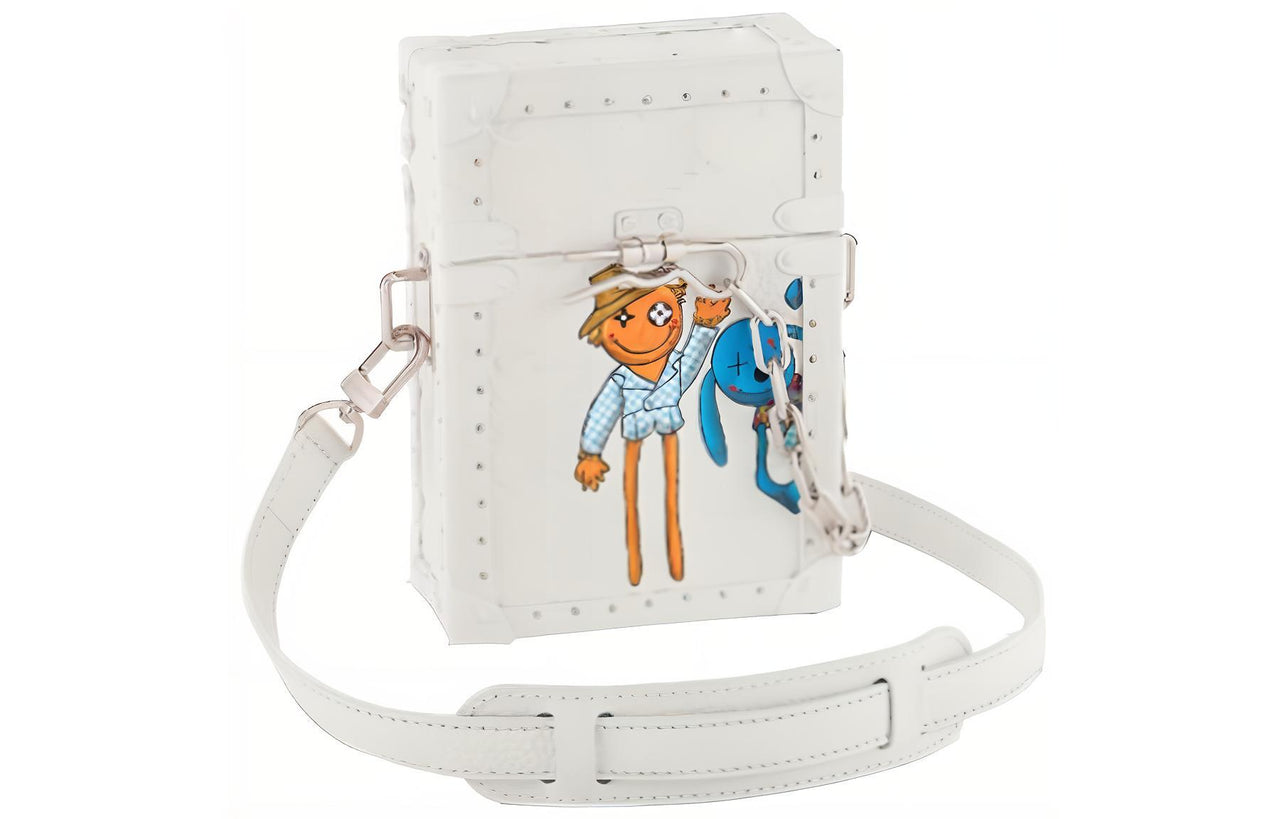 LOUIS VUITTON Trunk Leather Soft Box Small Square Bag Shoulder Bag Crossbody Bag Men's White