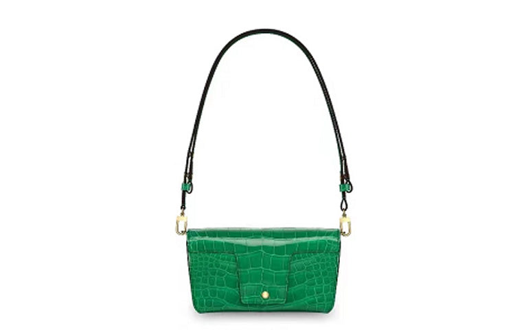 LOUIS VUITTON Padlock On Strap Crocodile Leather Lockable Handbag, Shoulder Bag Women's Emerald Green