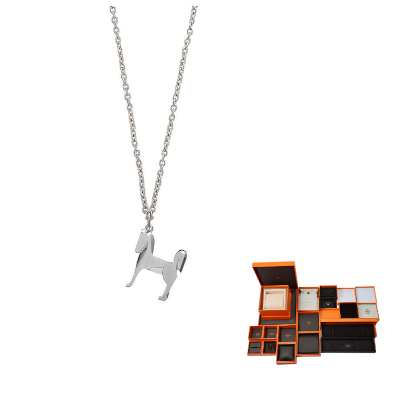 HERMES Panache Metal, Palladium Plated Necklaces Unisex Silver