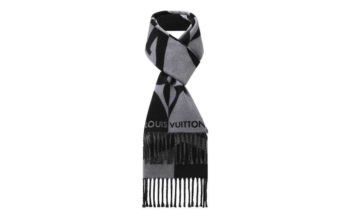 LOUIS VUITTON Knit Scarves Men's Gray/Black