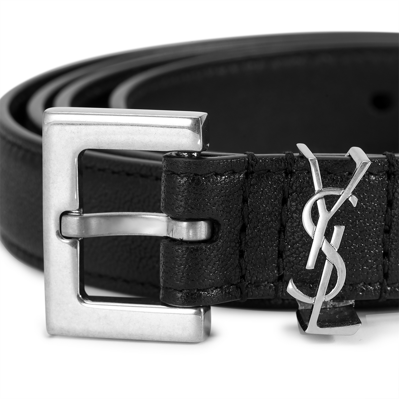 SAINT LAURENT Monogram Logo Plaque Belt