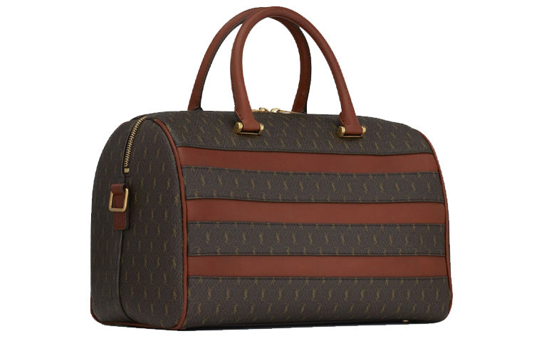 SAINT LAURENT Canvas And Smooth Leather Handbag Women's Brown