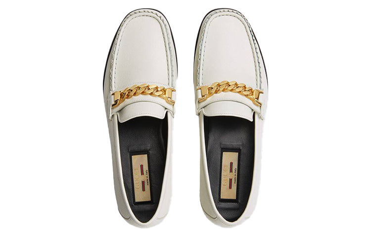 (WMNS) Gucci Chain Loafers Shoes White 645445-16M00-9050