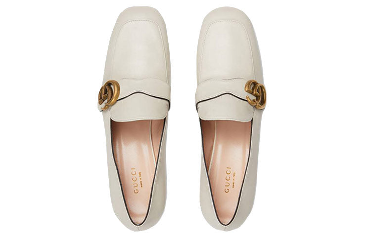 (WMNS) Gucci Double G Leather Loafers 'White' 602496-C9D00-9022