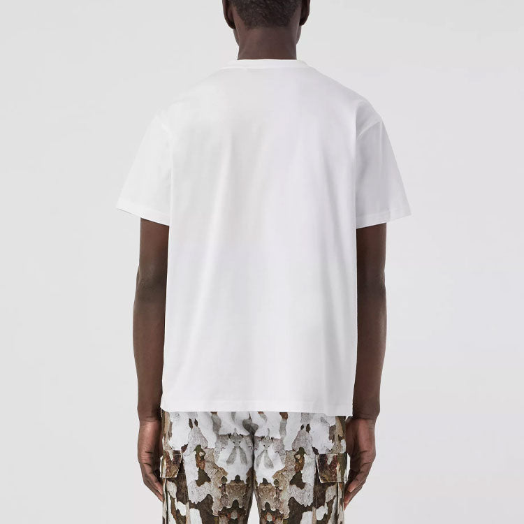 Men's Burberry SS21 Printing Cotton Loose Short Sleeve White 80427491