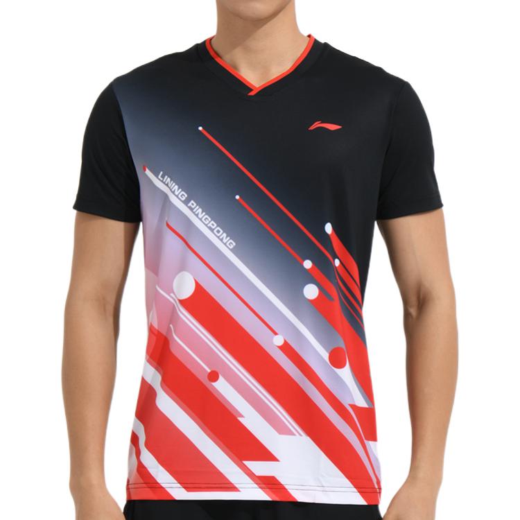 Li-Ning National Team Table Tennis Jersey T-Shirt 'Black Red' AAYS017-1