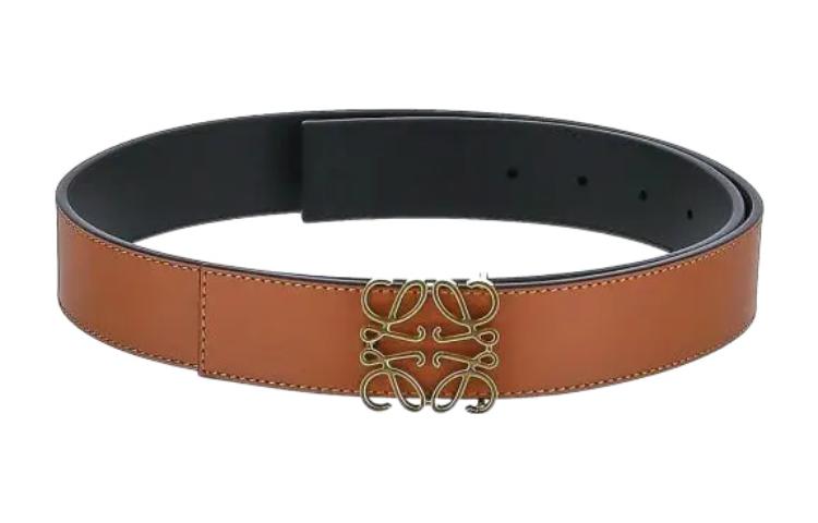 LOEWE Cow Leather Belts Unisex Brown/Black Width 3.5cm