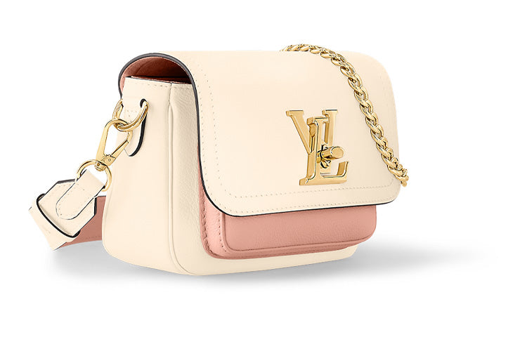 LOUIS VUITTON Lockme Tender Grained Calfskin Shoulder Bag Crossbody Bag Women's Beige