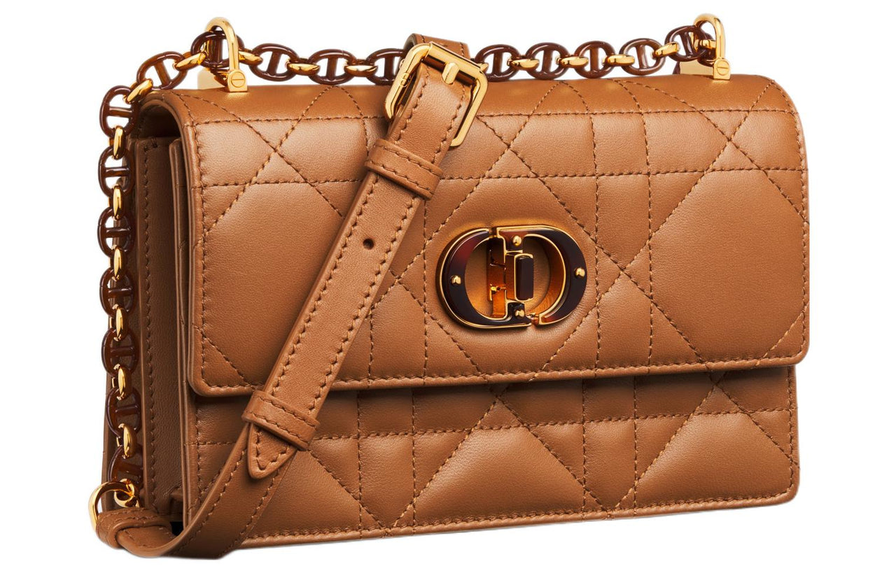DIOR Caro Calfskin Crossbody Bag Shoulder Bag Women's Brown