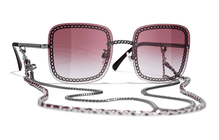 CHANEL Sunglasses Women's Dark Silver/Pink Gradient