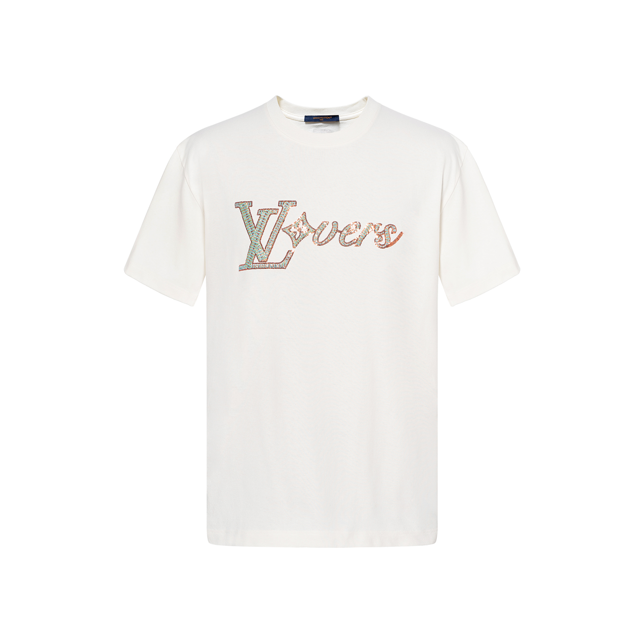 LOUIS VUITTON Logo-Print Crew Neck Pullover Short-Sleeved T-Shirt Men's Ivory