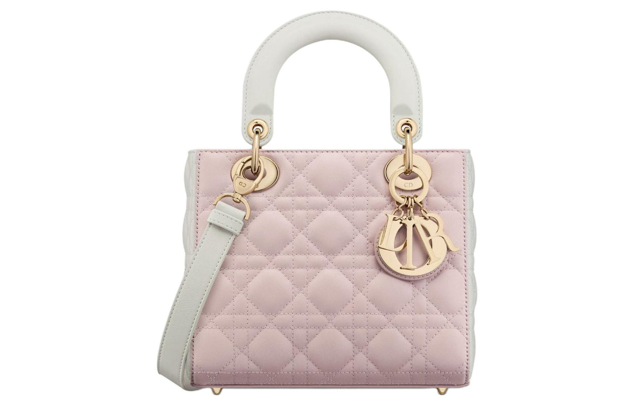 DIOR Lady Dior Sheepskin Lady Dior Bag, Shoulder Bag, Crossbody Bag, Handbag Trumpets Women's Sand Pink & Light Purple