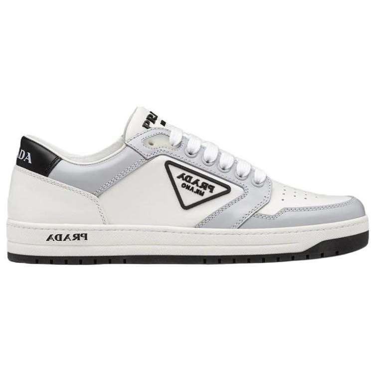 PRADA District Leather Sneakers 'White Grey' Women's