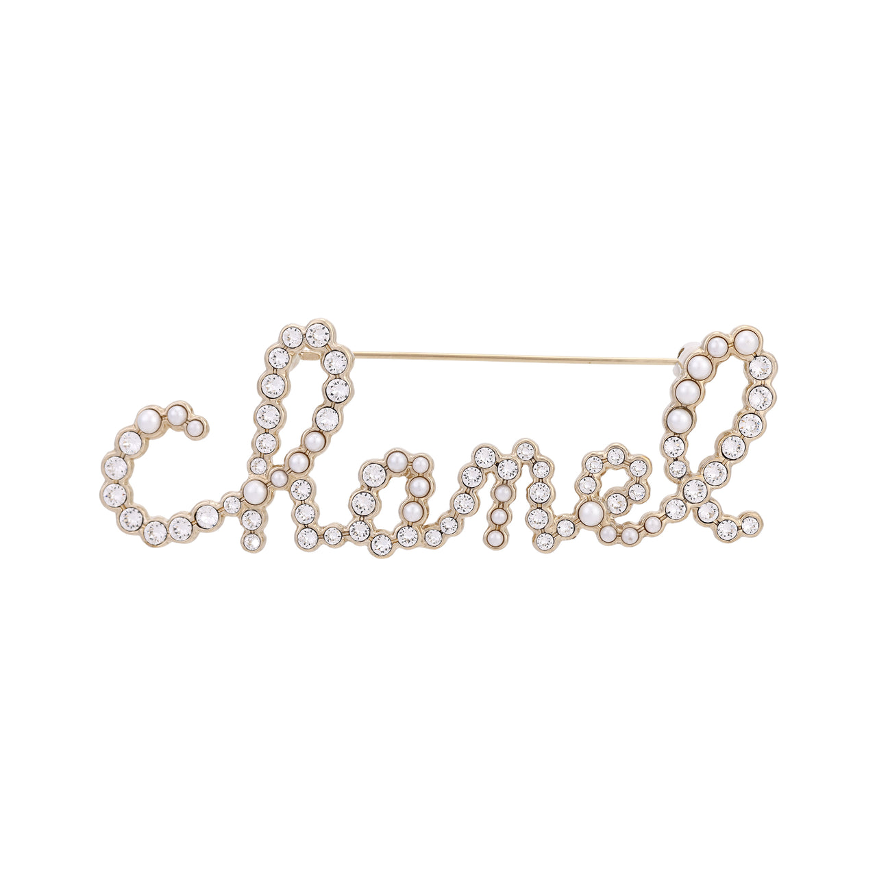 CHANEL 2021 Faux-pearl Logo-lettering Hair Barrette