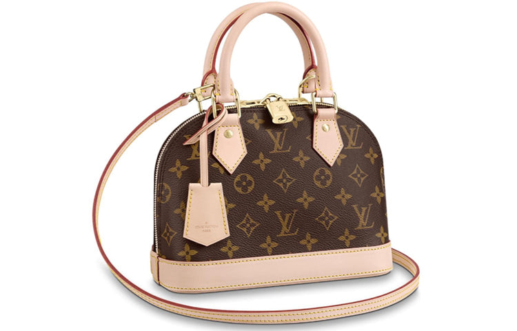 LOUIS VUITTON Alma Coated Canvas With Leather Trim Dome Bag Handbag Shoulder Bag Crossbody Bag Small Size Women's Tan