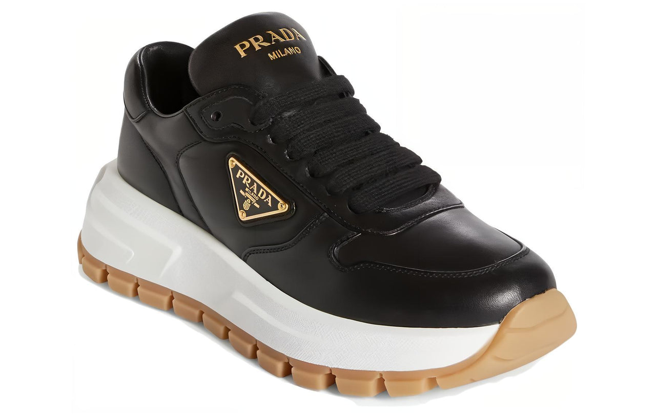 PRADA Triangle-logo Leather Sneakers